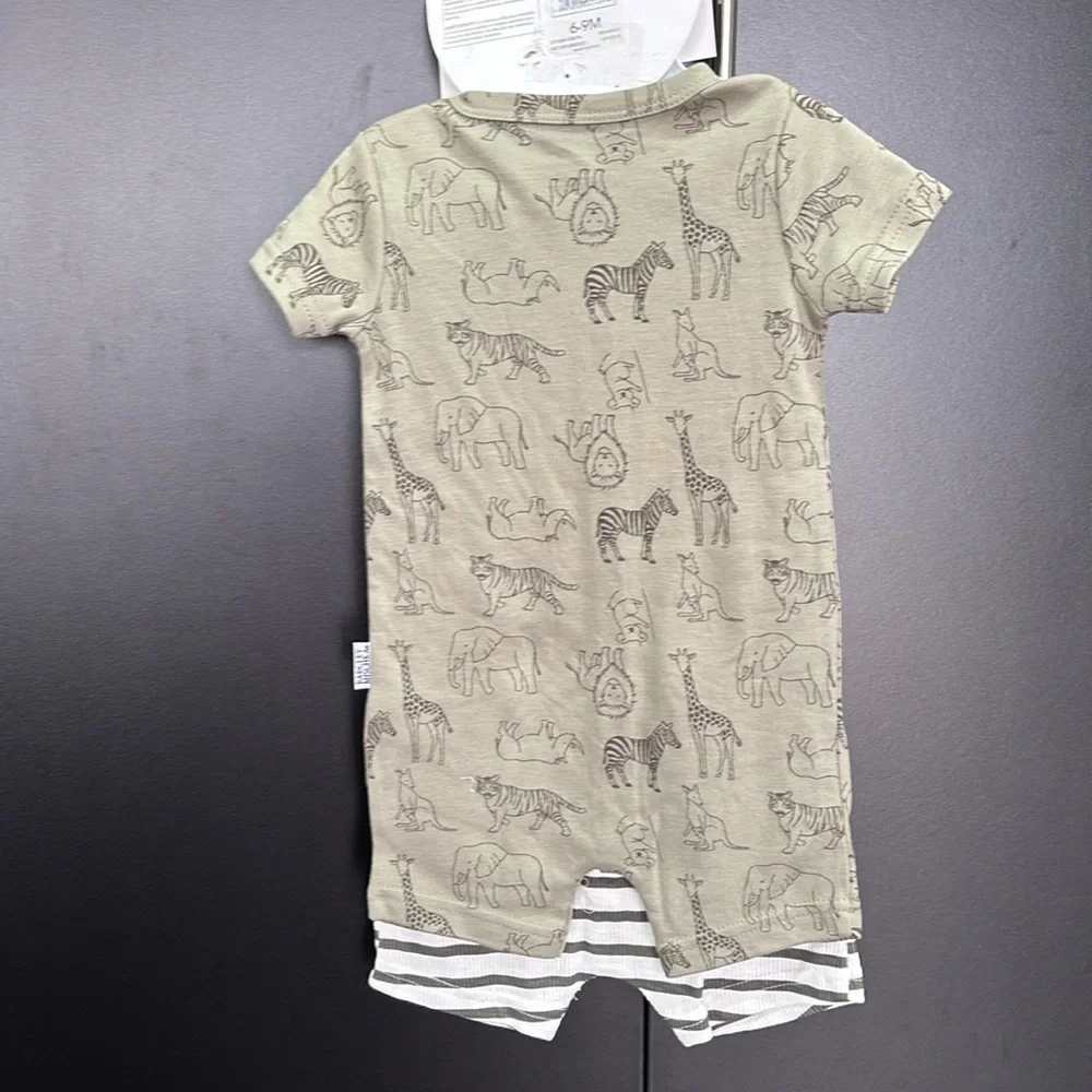 Bagdley Mischka 2 Pk.Onesies,knit striped sleeveless & short sleeve animal print